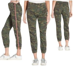 SUNDRY CAMO RED STRIPE ANKLE ZIP JOGGER